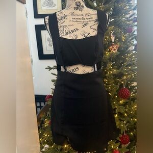 Black mini backless dress